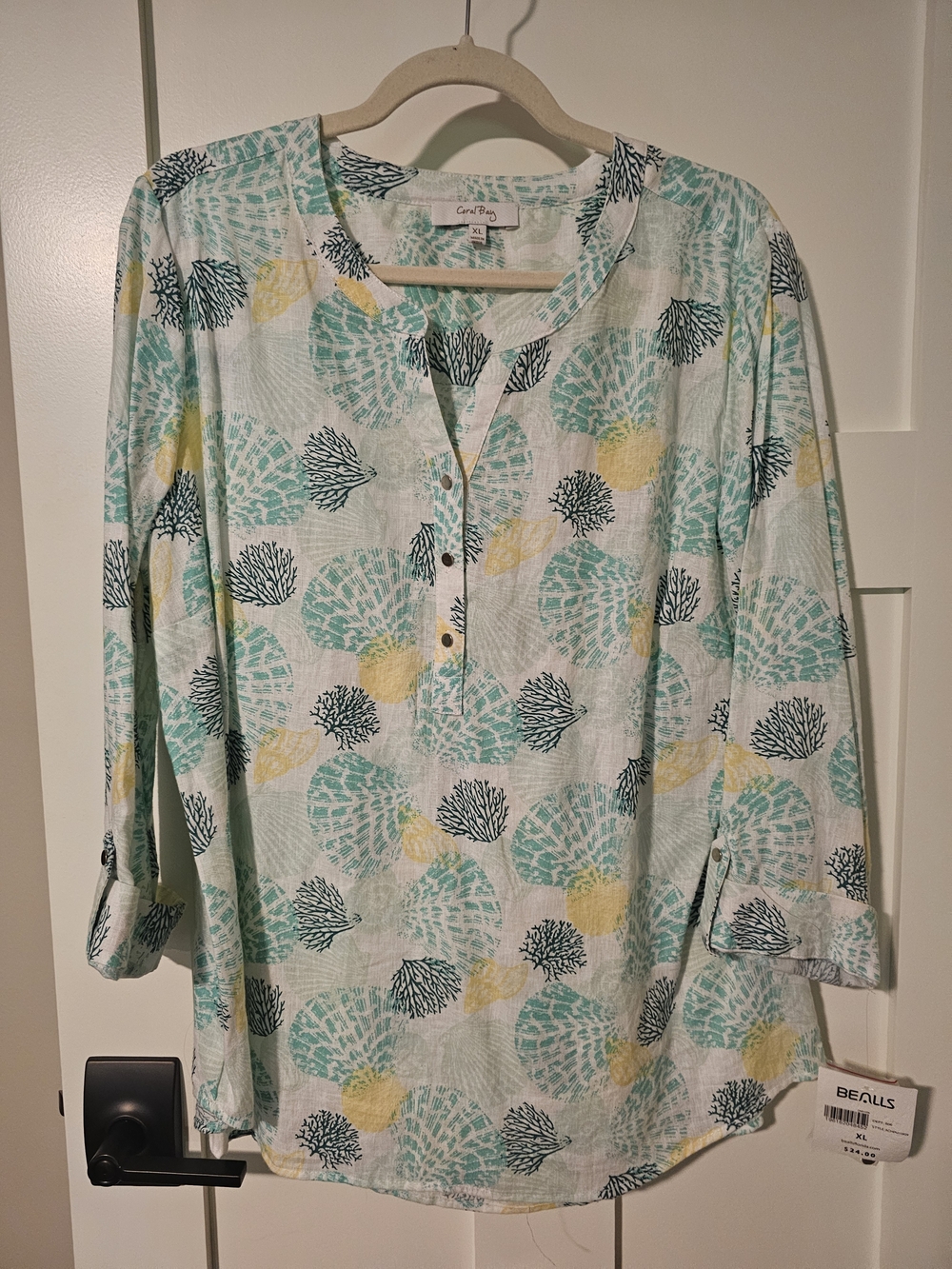Coral Bay Mint and Yellow Shell-Print Tunic
